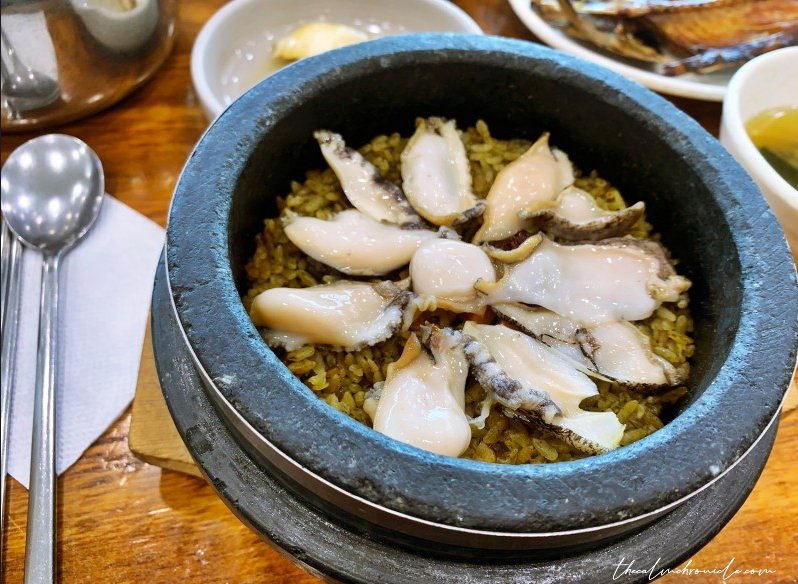 JejuFood to Eat Abalone Sizzling stone rice